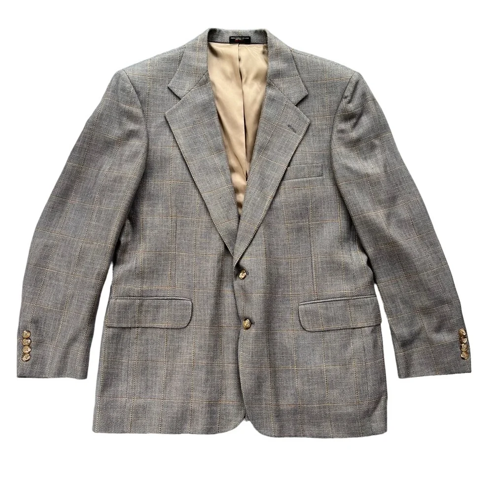 Bowdon Men’s Size 44R Gray Brown Tan‎ Plaid Single Breasted Button Blazer Jacket
